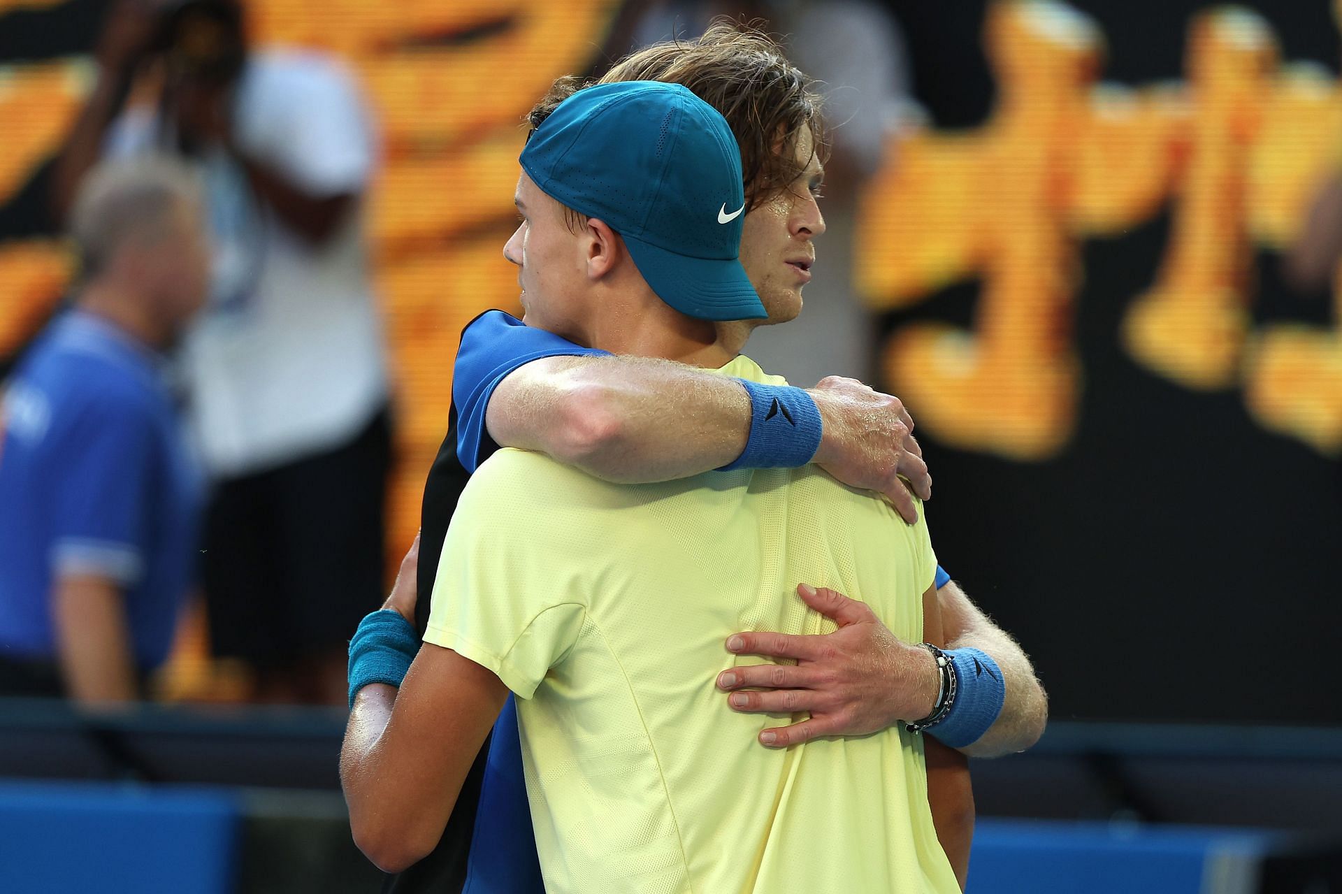 Andrey Rublev and Holger Rune hugged after their match
