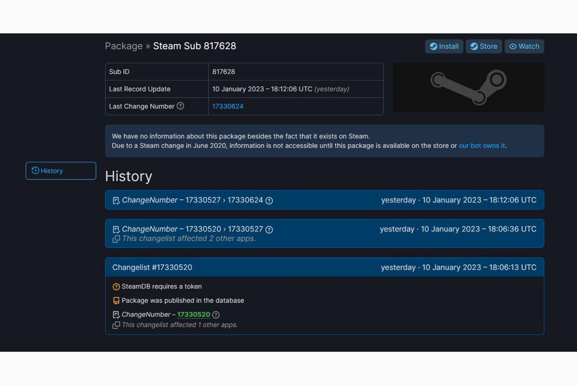 A screenshot of the SteamDB website alleged to include GTA Trilogy Definitive Edition (Image via TW/Ben)
