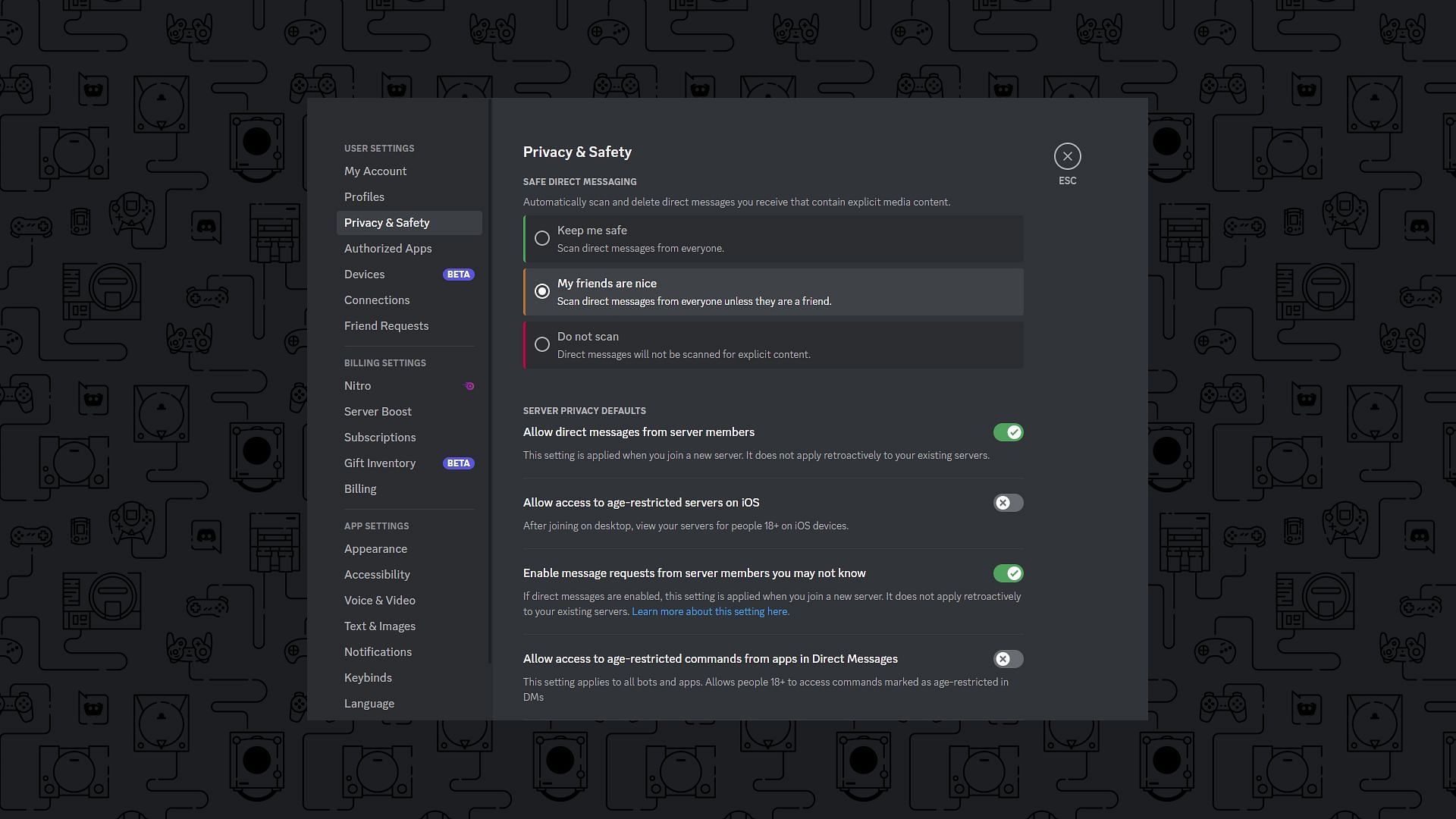 Privacy and safety settings (Image via Sportskeeda)