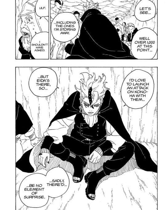 Boruto chapter 77 Eida reveals Code’s plan, Kawaki goes rogue
