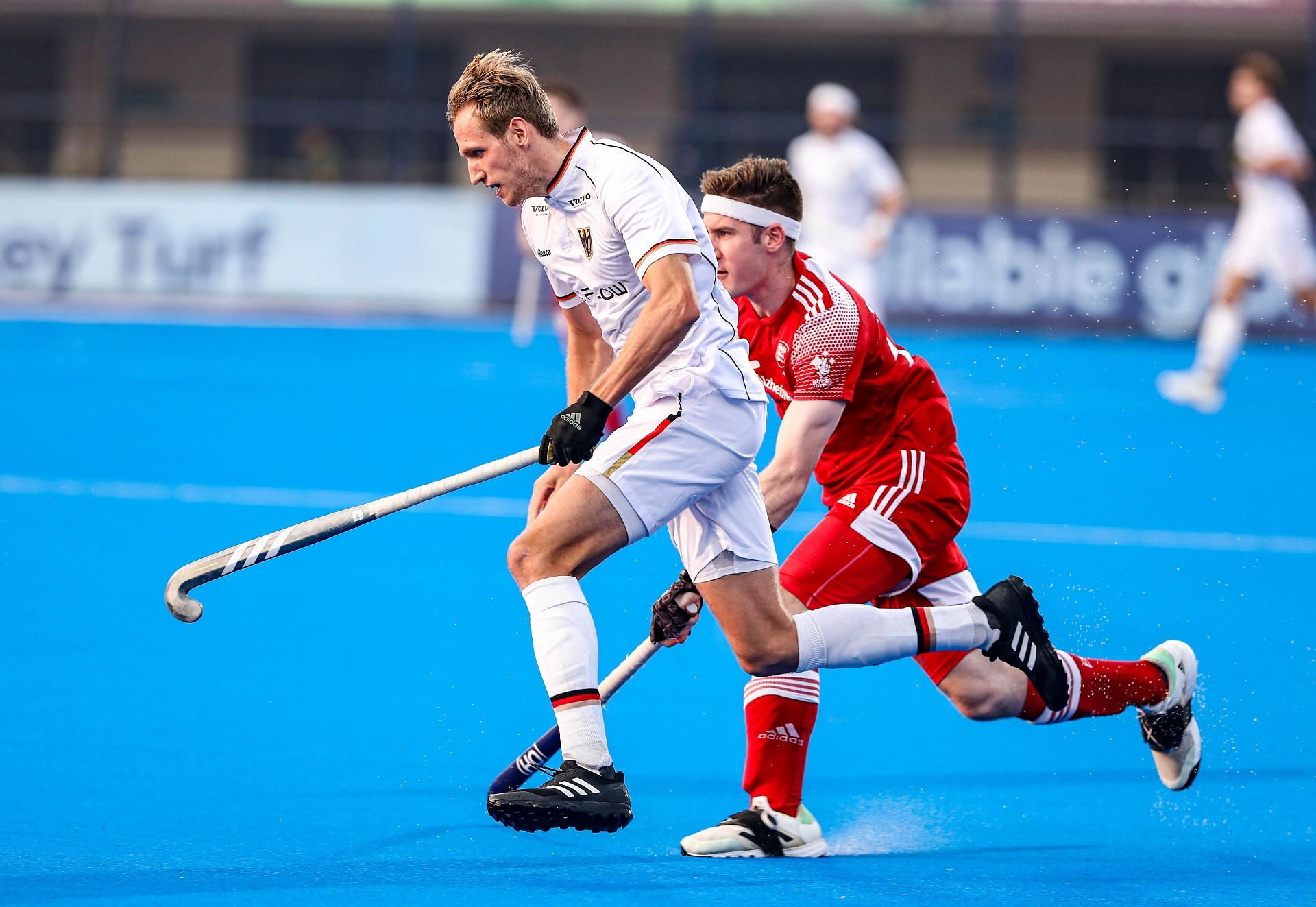 Action from Germany vs England quarterfinal in Hockey World Cup