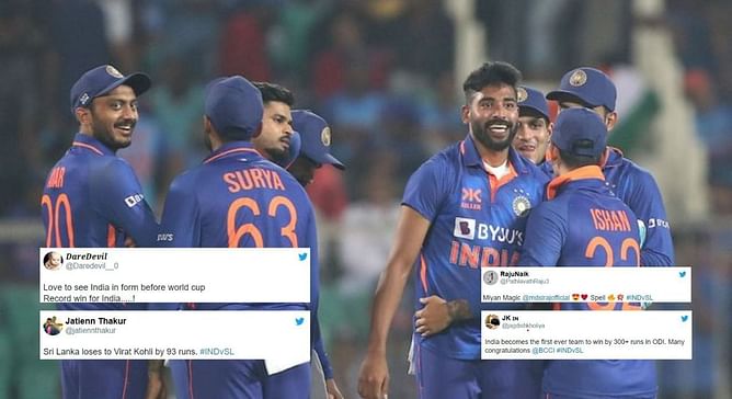 "Sri Lanka lose to Virat Kohli by 93 runs" - Fans react as Team India script history, beat Sri Lanka by 317 runs in IND vs SL 3rd ODI