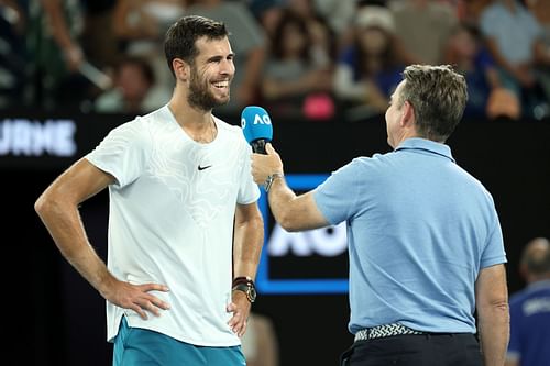 Khachanov after beating Sebastian Korda at the 2023 Australian Open.