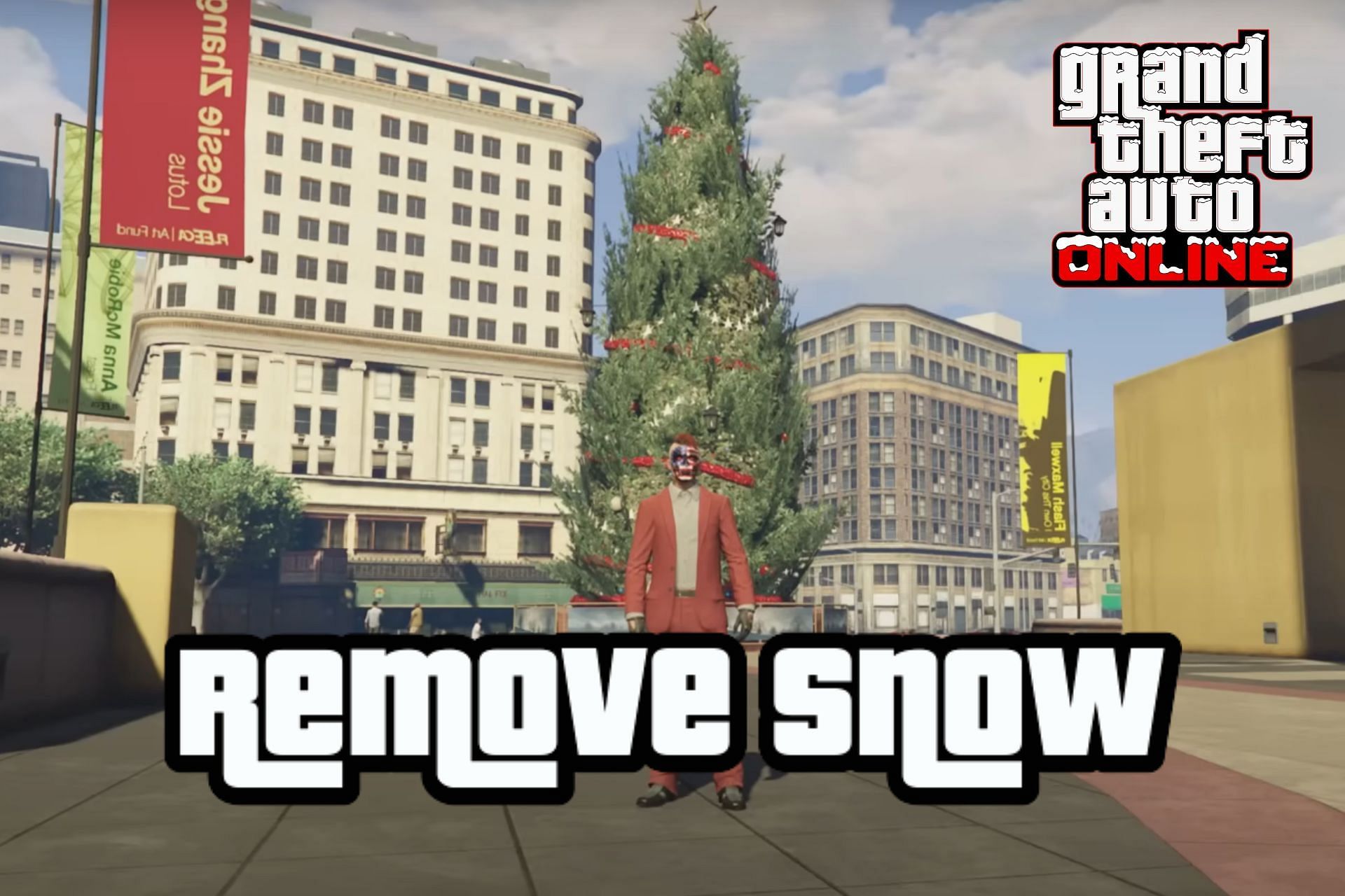 Players can temporarily remove the snow effect in GTA Online (Image via YouTube/Tylarious)