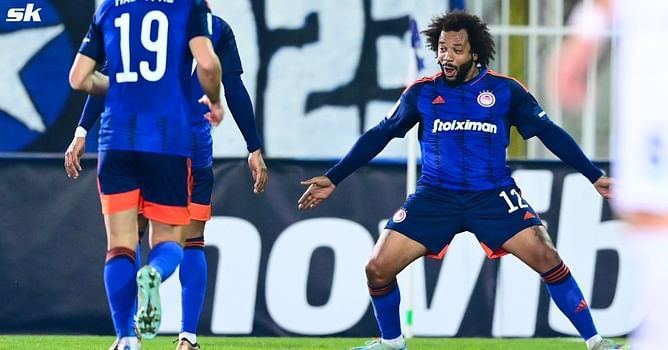 Real Madrid legend Marcelo copies Cristiano Ronaldo's iconic celebration after scoring for Olympiacos