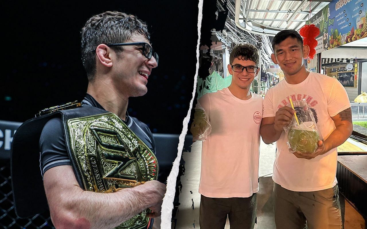 Mikey Musumeci (left, center), Aung La N Sang (right), photo by ONE Championship