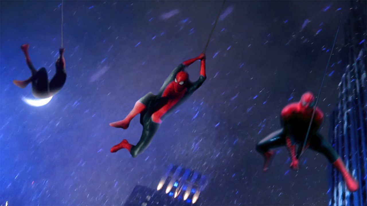 Spiderman defying gravity by sticking to a wall, representing the complex interplay of factors that allow him to stick to surfaces, as explained in the conclusion (Image via Sony and Marvel Studios)