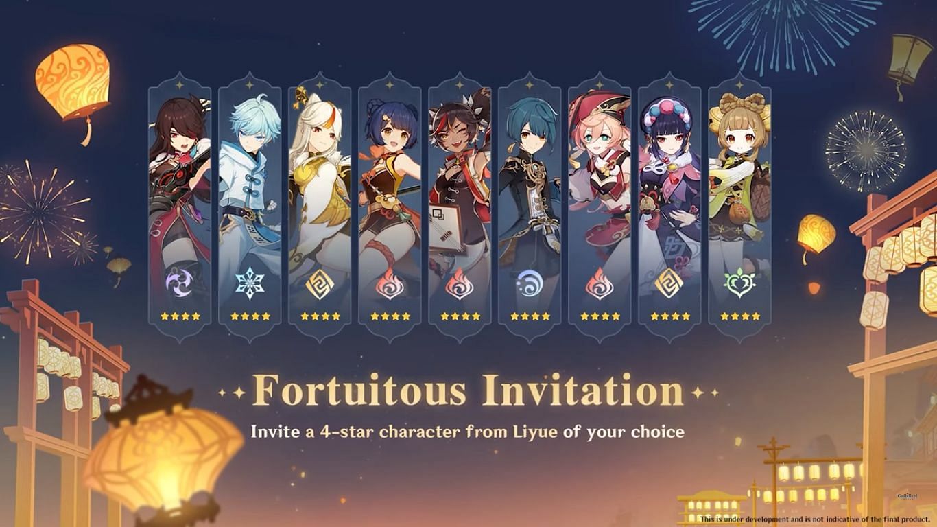 Fortuitous Invitation - Invite any four-star character from Liyue to your party (Image via HoYoverse)