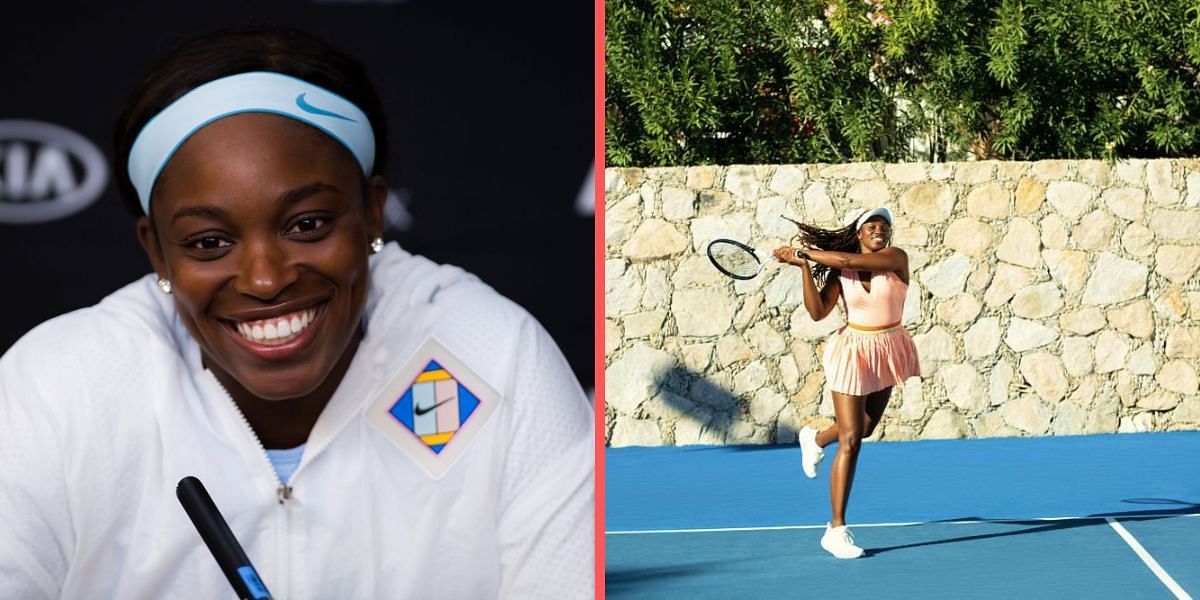 Sloane Stephens (L); Stephens wearing the FP Movement apparel (Image source: Forbes)