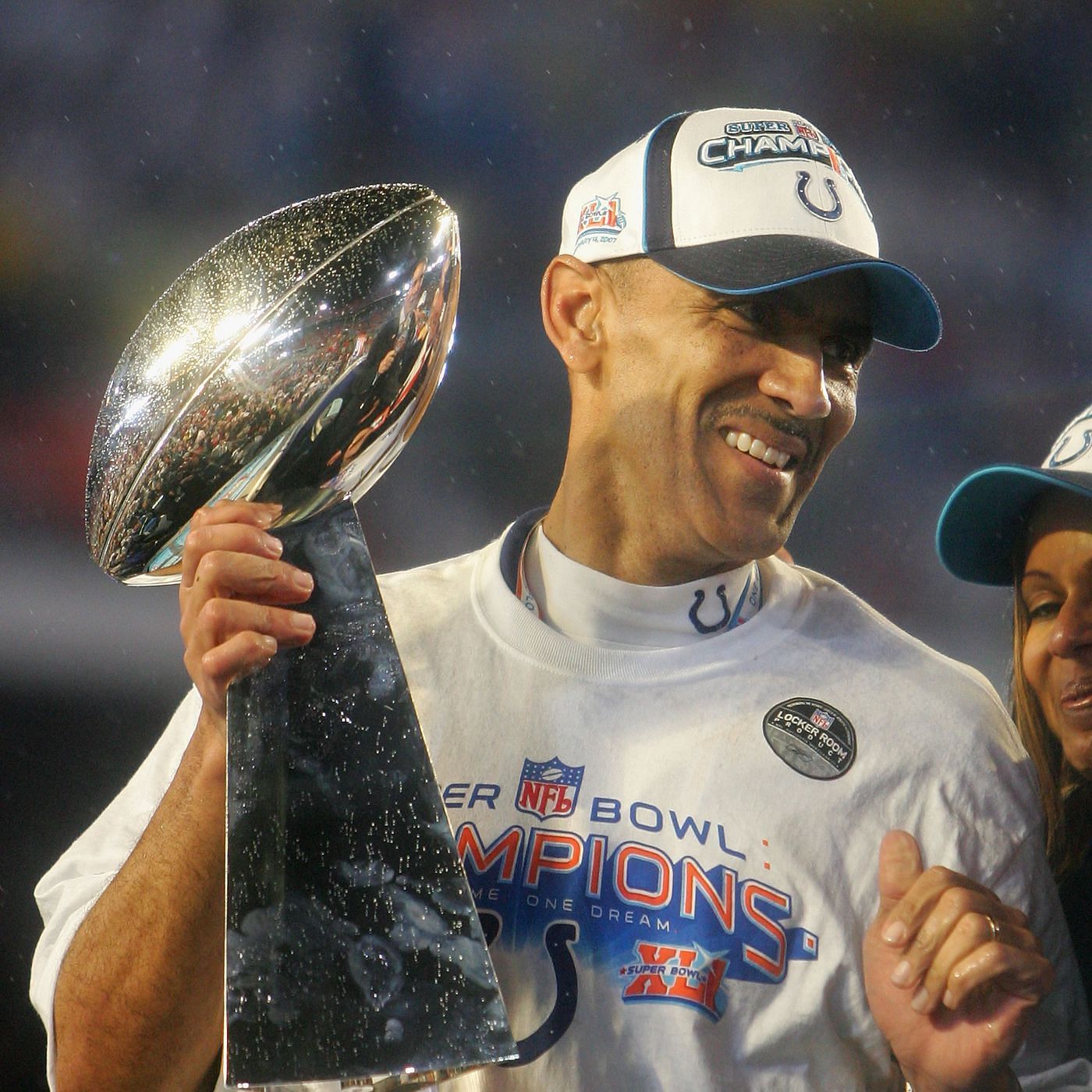 Tony Dungy winning the Super Bowl with the Colts in 2007