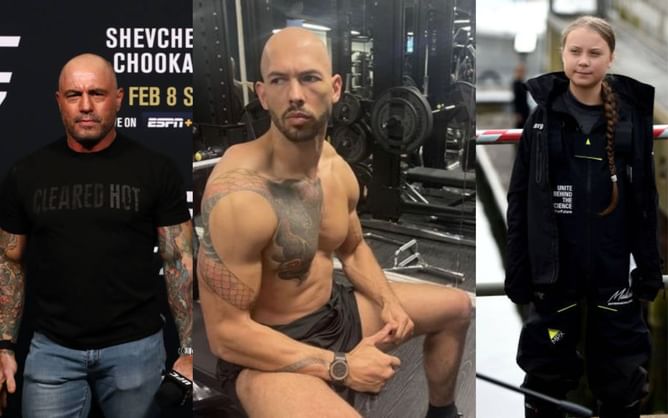 Joe Rogan reacts to Andrew Tate and Greta Thunberg's Twitter feud