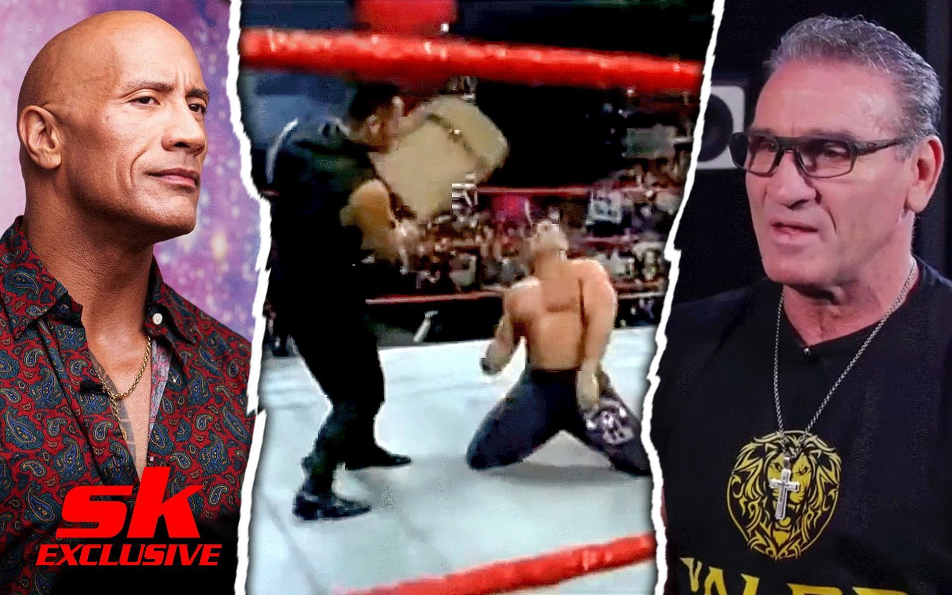  UFC Hall of Famer Ken Shamrock looks back on infamous WWE chair shot from The Rock [Images via: @WWFOldSchoolcom on Twitter, @therock and @kenshamrockofficial on Instagram]