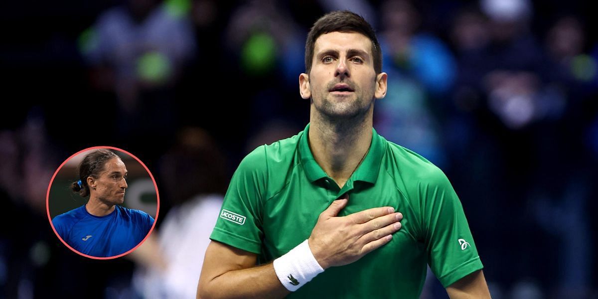 Novak Djokovic and Alexandr Dolgopolov (inset)