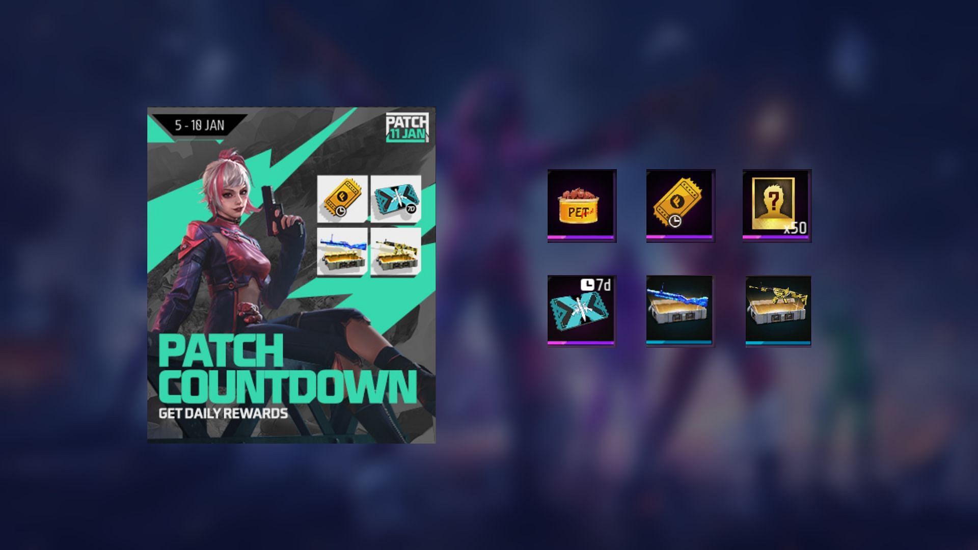 A new event named Patch Countdown has started in Free Fire MAX (Image via Sportskeeda)