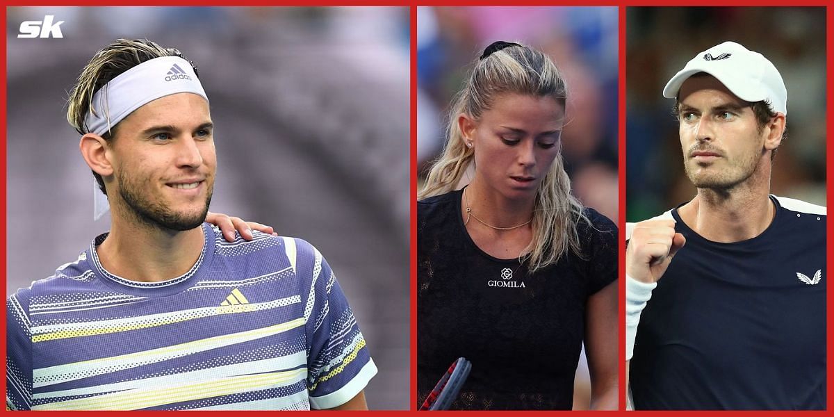 Dominic Thiem, Camila Giorgi and Andy Murray (L to R)