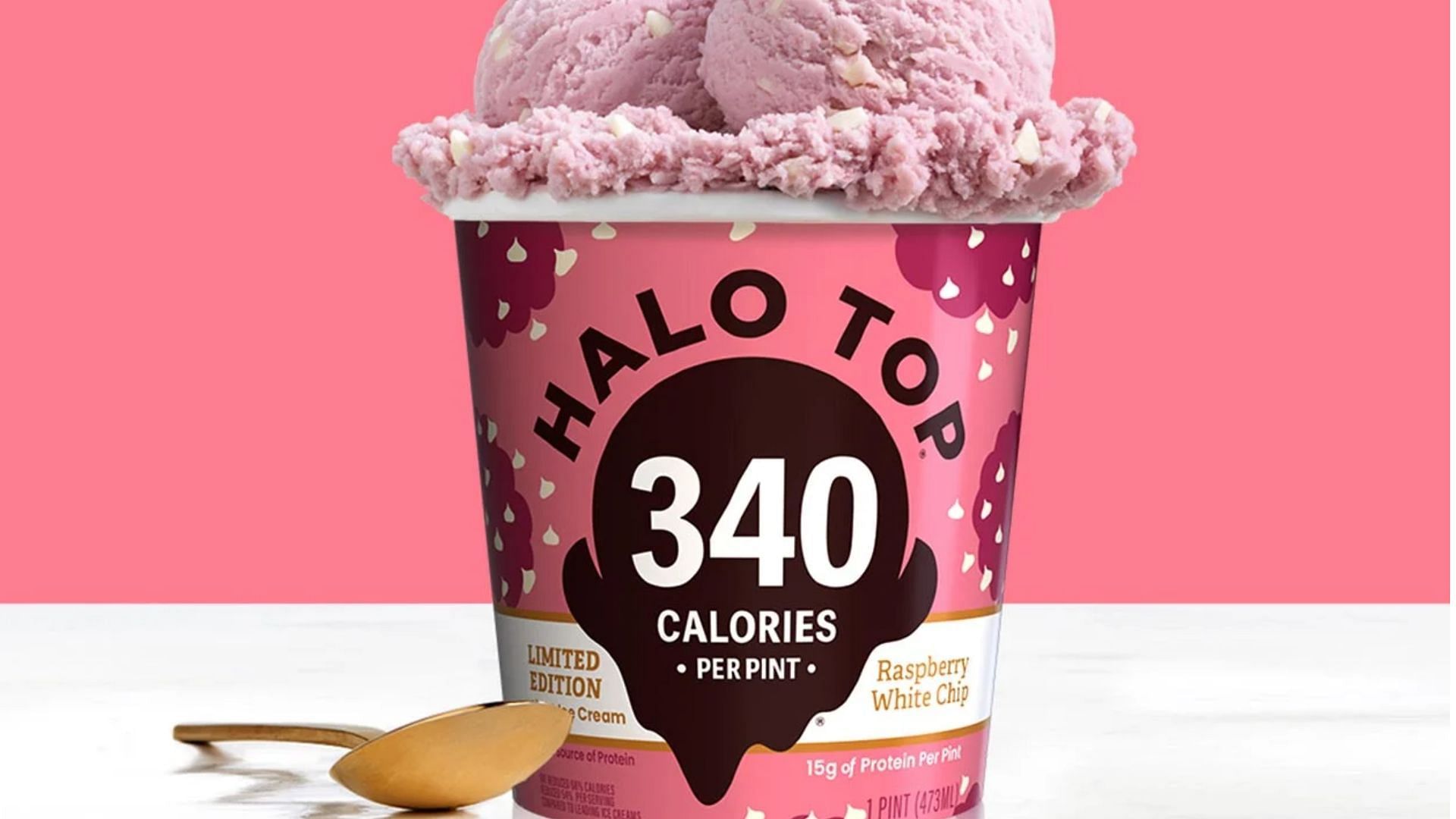 The new Raspberry White Chip ice cream is available for $4.99 per pint (Image via Halo Top Creamery)
