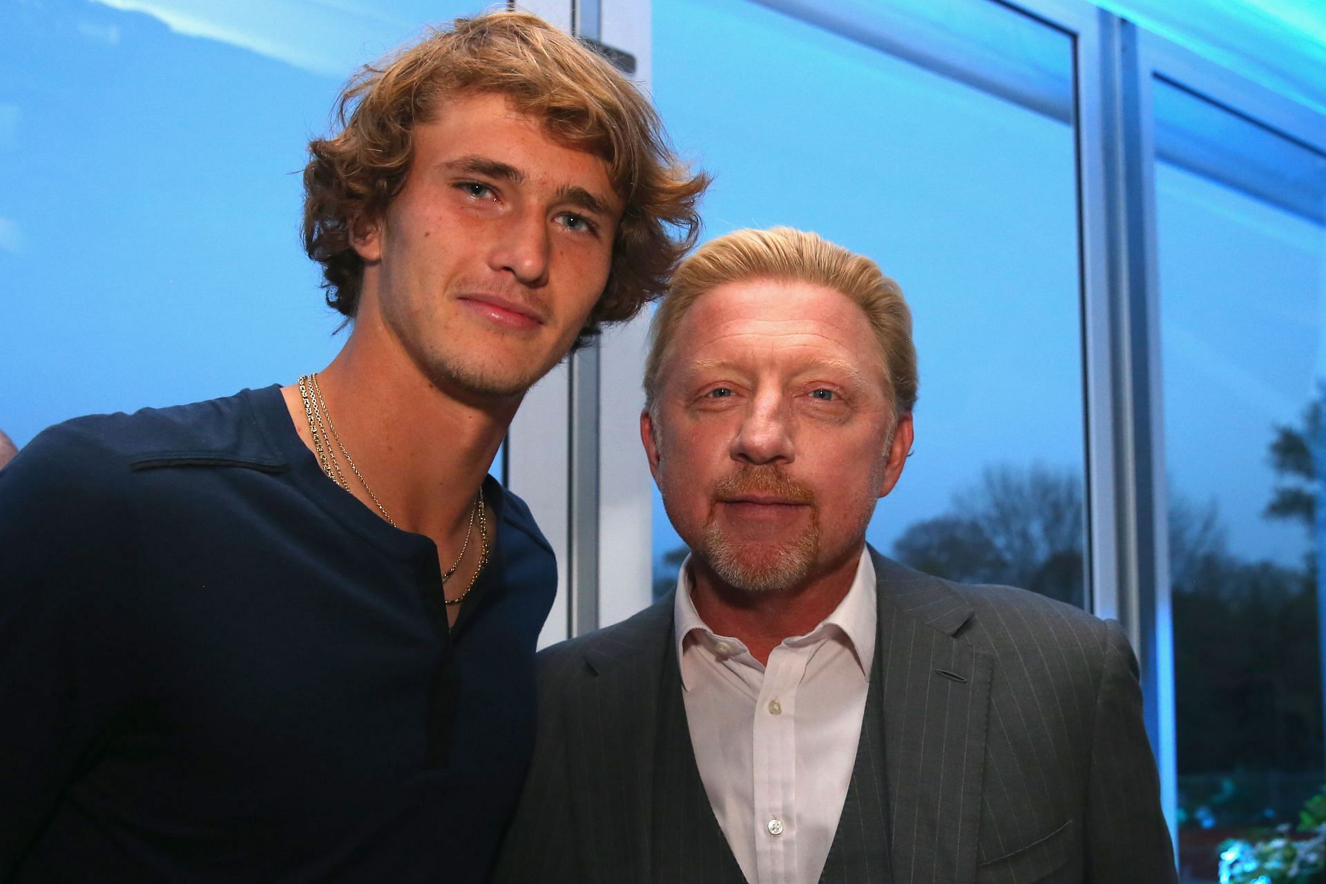 Alexander Zverev (L) and Boris Becker