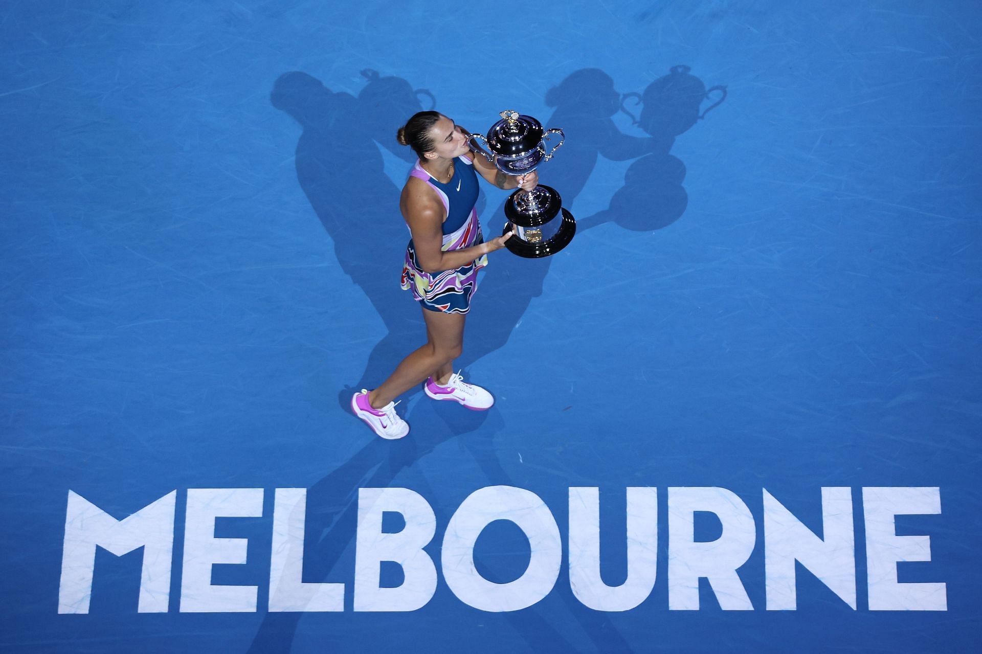 Aryna Sabalenka with the 2023 Australian Open title