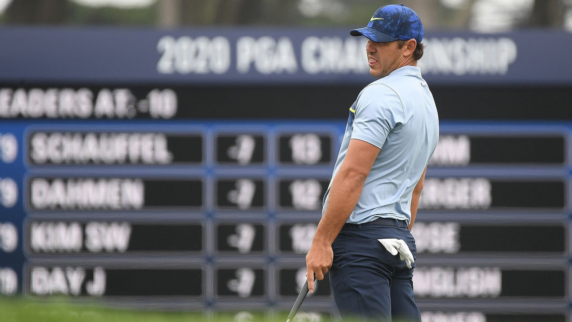 Koepka tensed during the 2020 PGA Championship