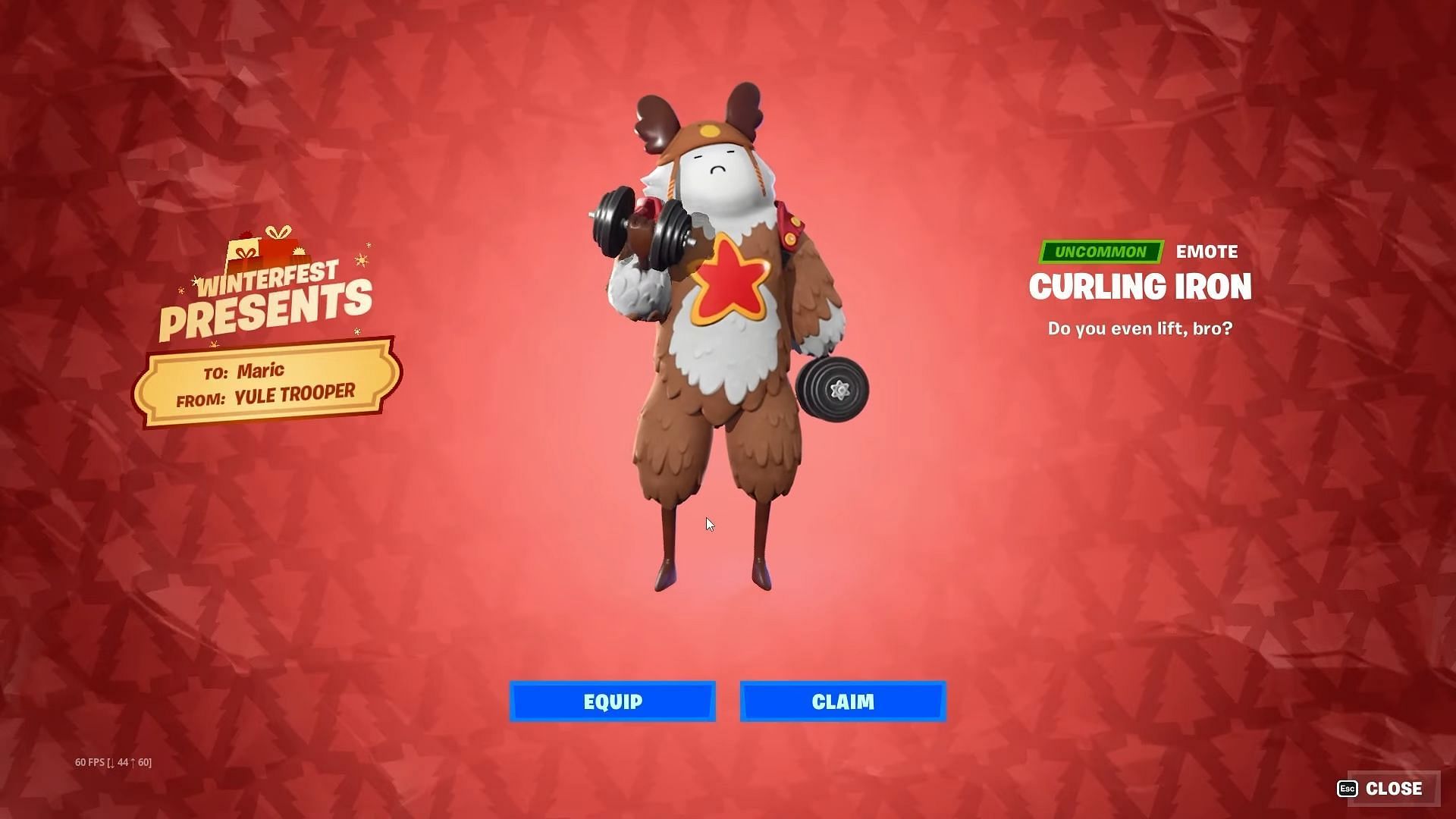 The Curling Iron emote was obtainable for free (Image via Epic Games)