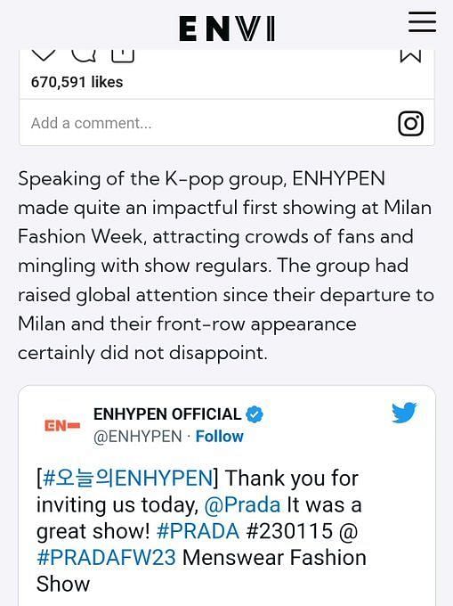 K-pop Group Enhypen Coordinates in Prada Looks at Milan Fashion Week