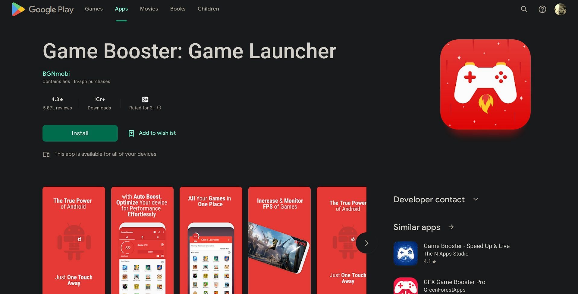 Game Booster (Image via Google Play Store)