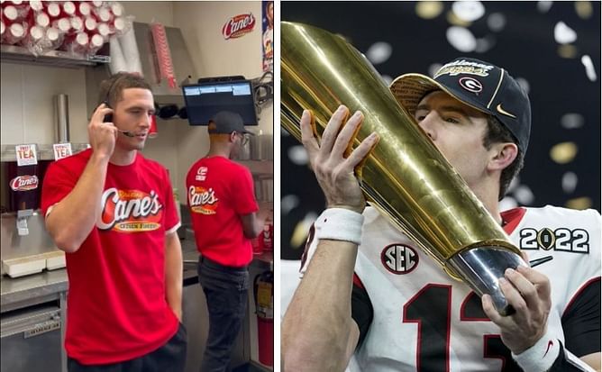 Stetson Bennett brutally roasts TCU while working for Raising Cane's