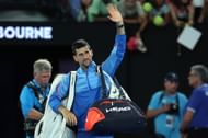 Novak Djokovic pictured at the 2023 Australian Open - Day 8.