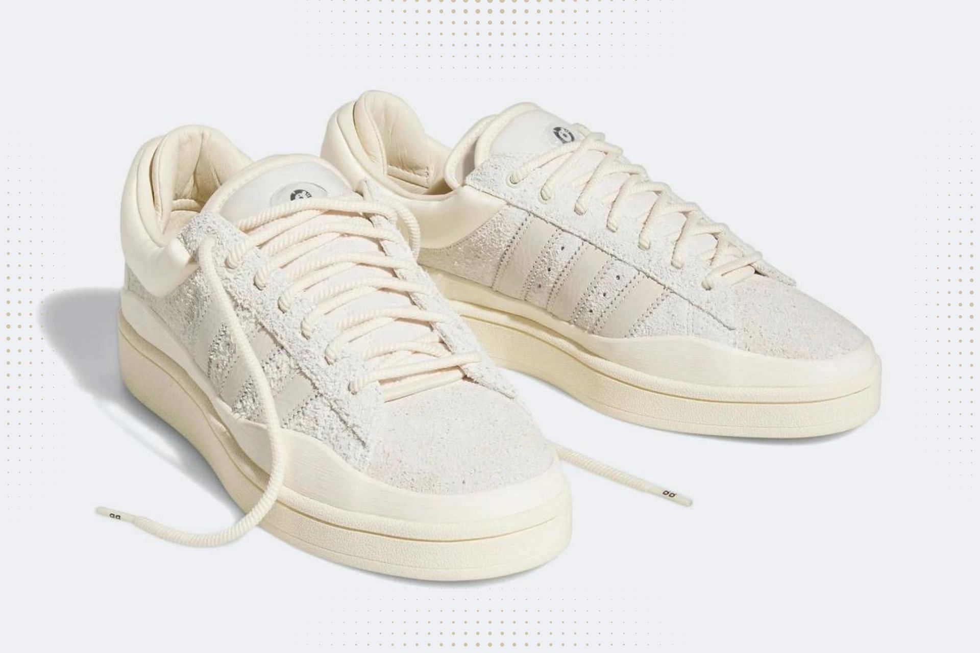 Bad Bunny x Adidas Campus &quot;Cloud White&quot; sneakers (Image via Adidas)