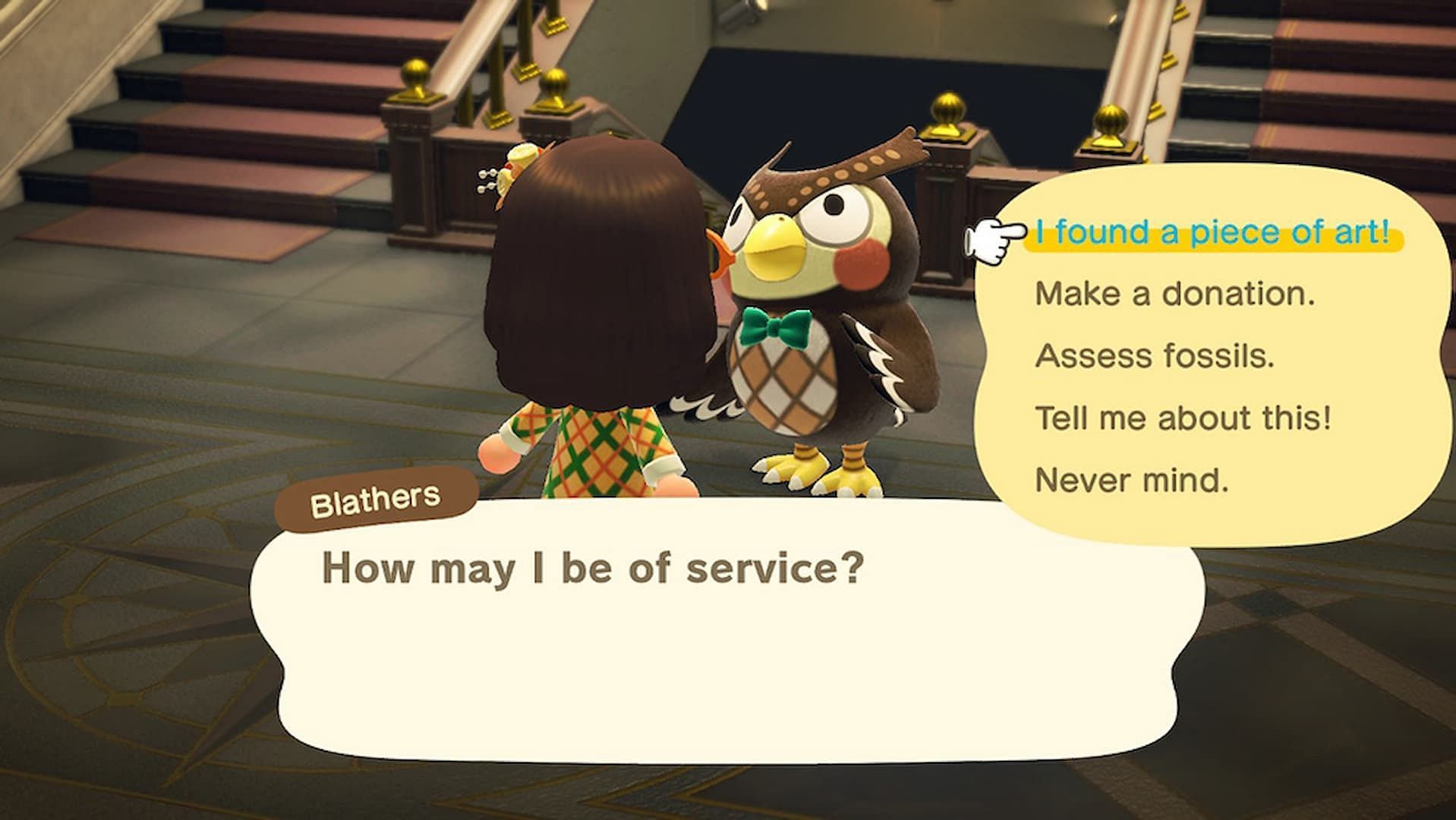 Blathers accepts donations in Animal Crossing: New Horizons (Image via Nintendo)