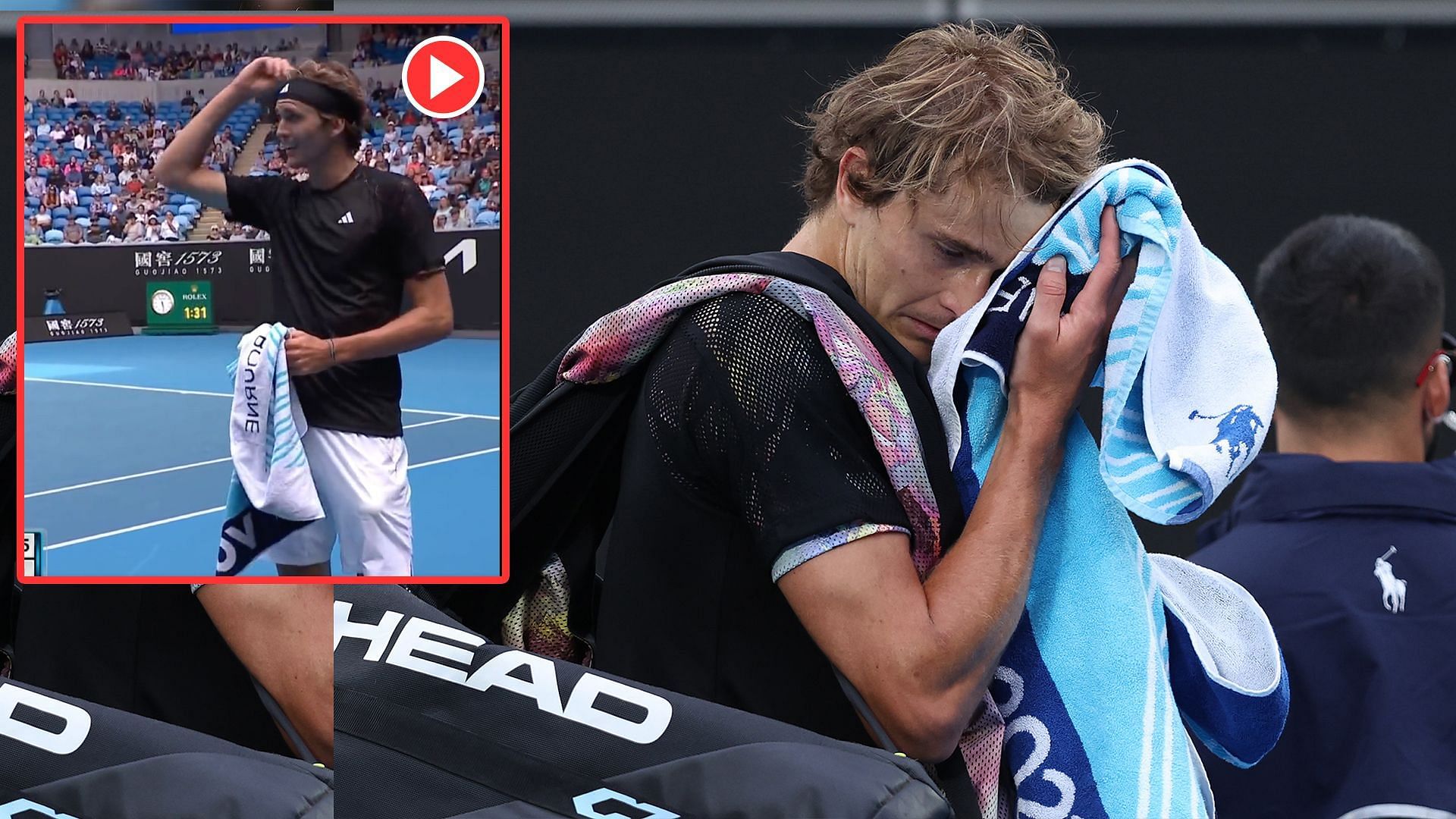 Watch Moment of awkwardness as Alexander Zverev gets pooed on by bird at Australian Open 2023