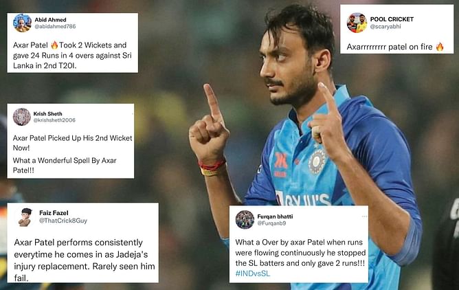 "Can Axar Patel do all the overs please" - Twitterati react to the Indian spinner's miserly spell in 2nd T20I vs Sri Lanka