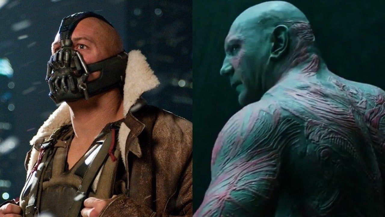 Tom Hardy as Bane (Left), Dave Bautista (Right) (Image via DC)