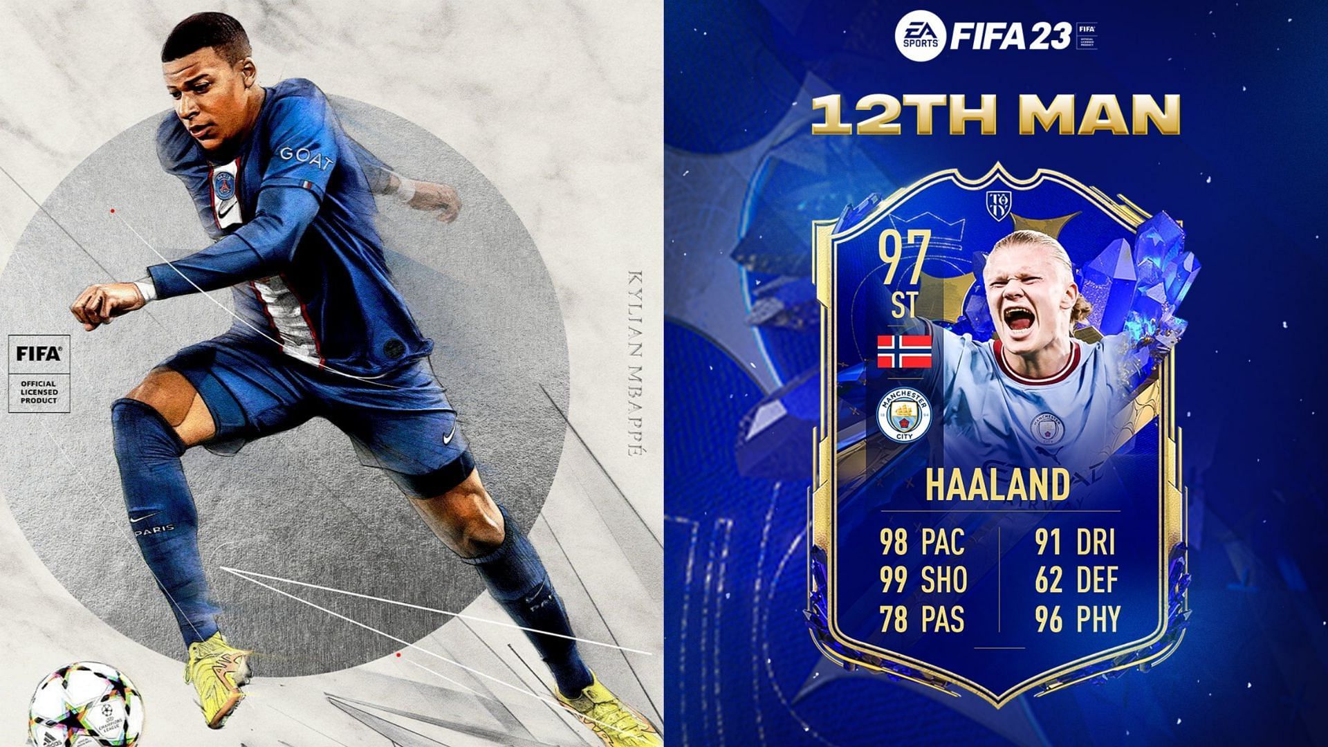 Haaland is rumored to have been selected as the 12th man (Images via EA Sports, Twitter/FUT Sheriff)