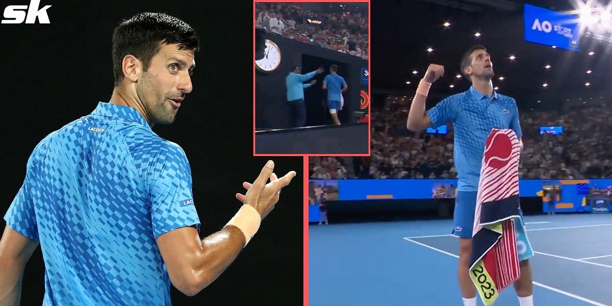 Novak Djokovic leaves the court for an unauthorized bathroom break during his first-round match at 2023 Australian Open.