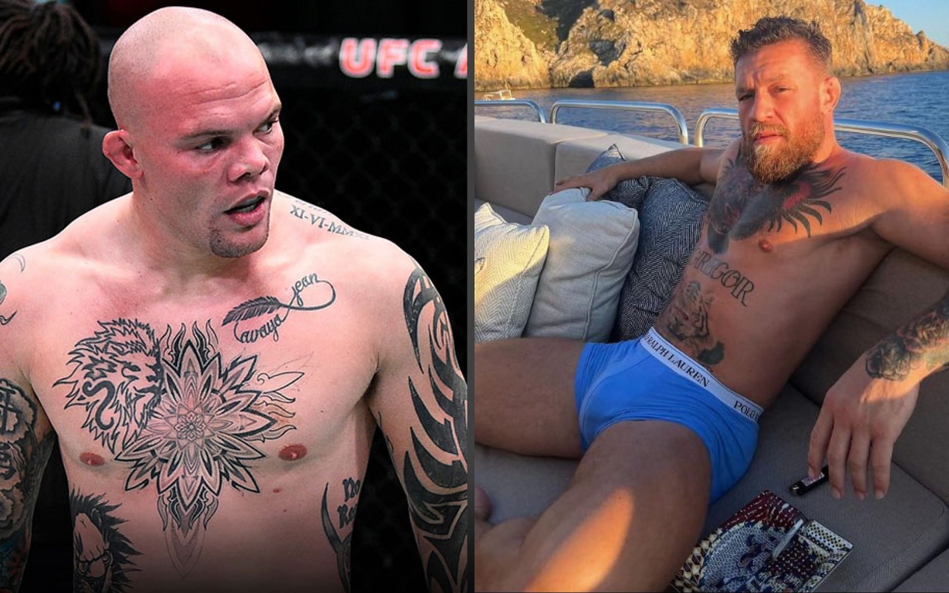 Anthony Smith [Left] Conor McGregor [Right] [Images courtesy: @MMAJunkie and @TheNotoriousMMA (Twitter)]