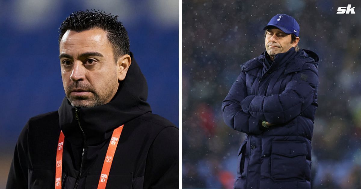 [L-to-R] Barcelona boss Xavi Hernandez and Tottenham Hotspur manager Antonio Conte.