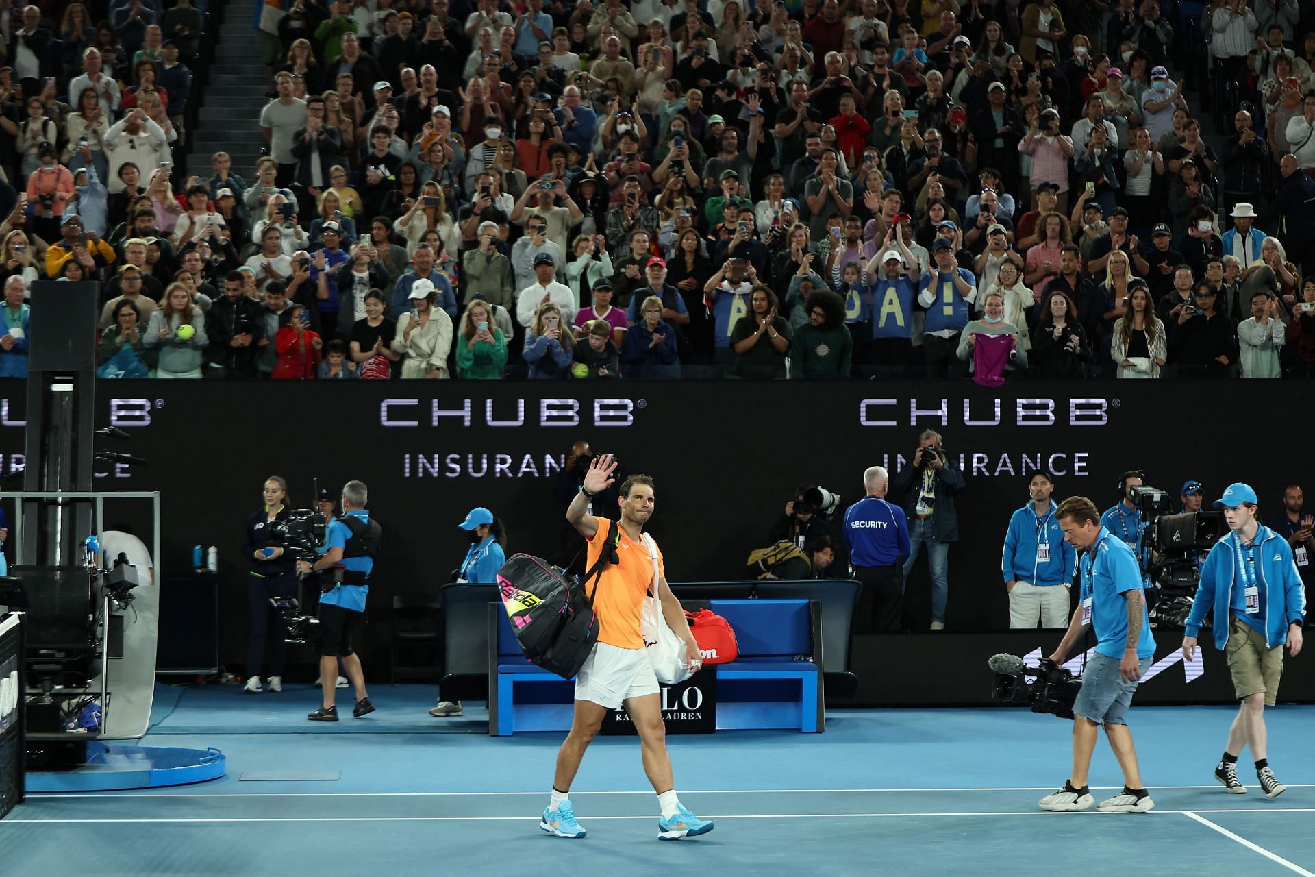 Rafael Nadal waves goodbye following defeat at 2023 Australian Open