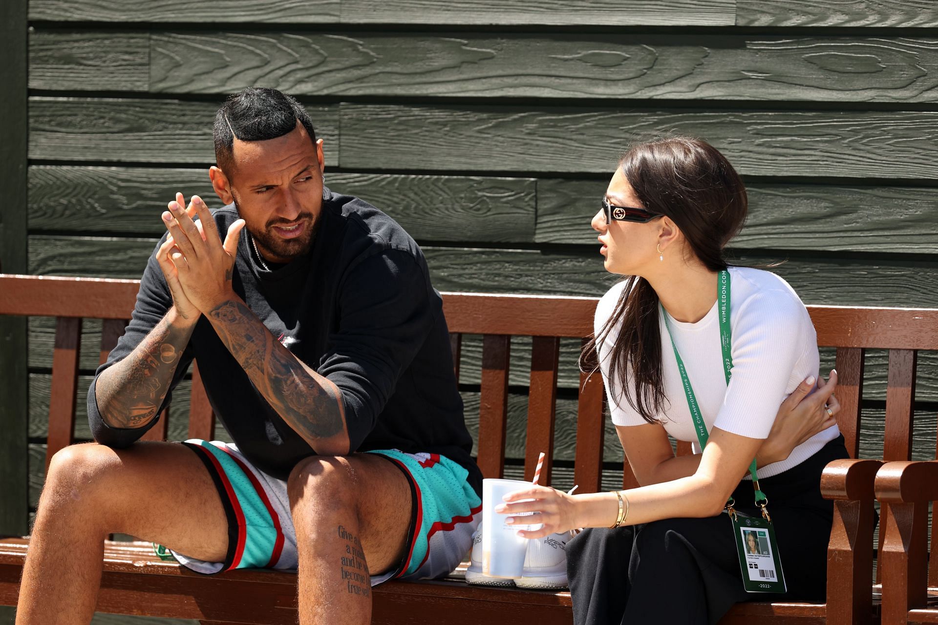 Nick Kyrgios and his girlfriend Costeen Hatzi at The Championships - Wimbledon 2022.