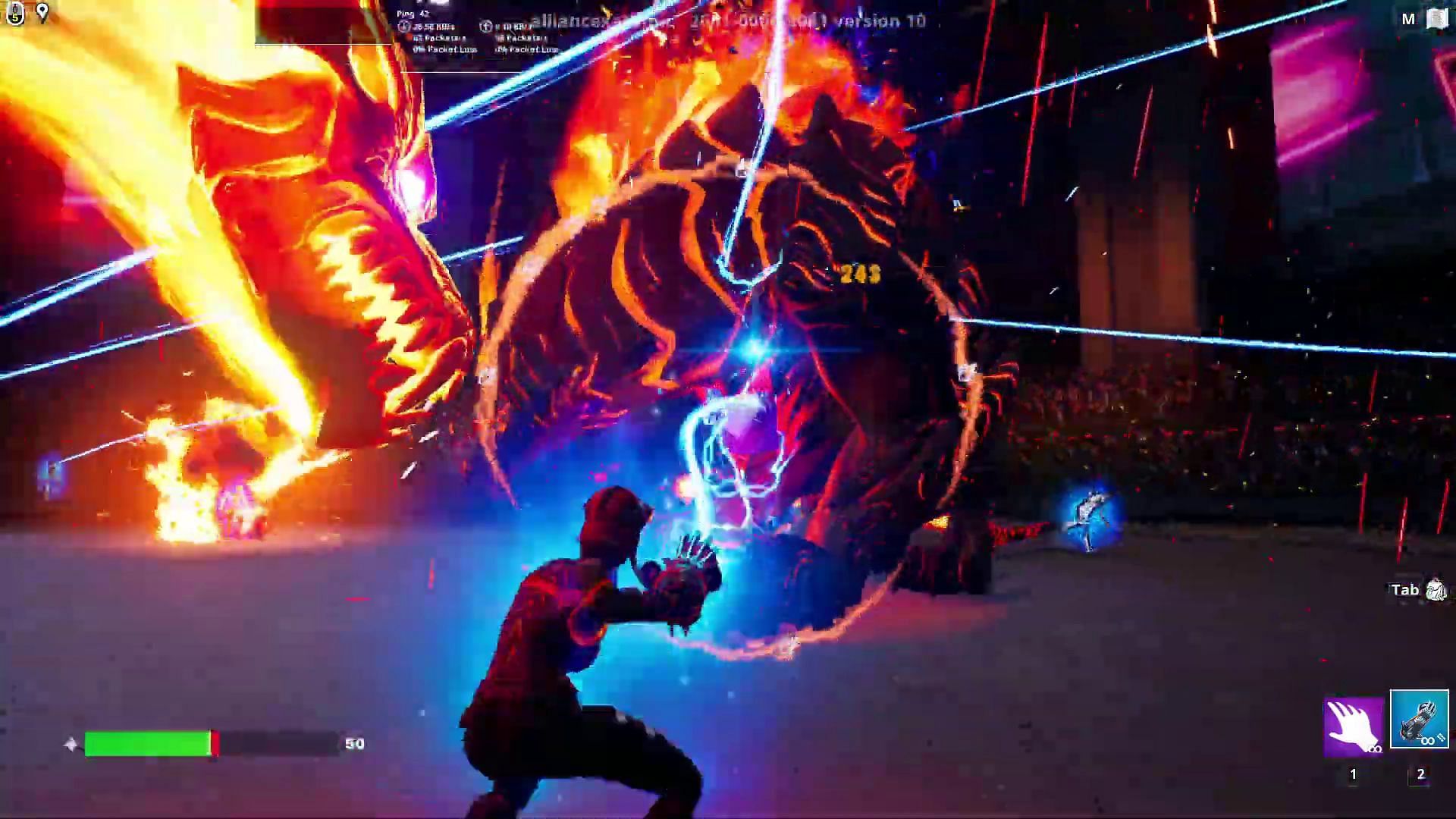 Avoid the demon head fire bombs (Image via YouTube/FortniteEvents)