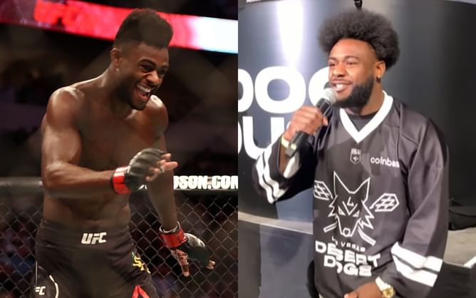 Aljamain Sterling boisterously cheers the crowd as he attends Las Vegas Desert Dogs' Lacrosse game