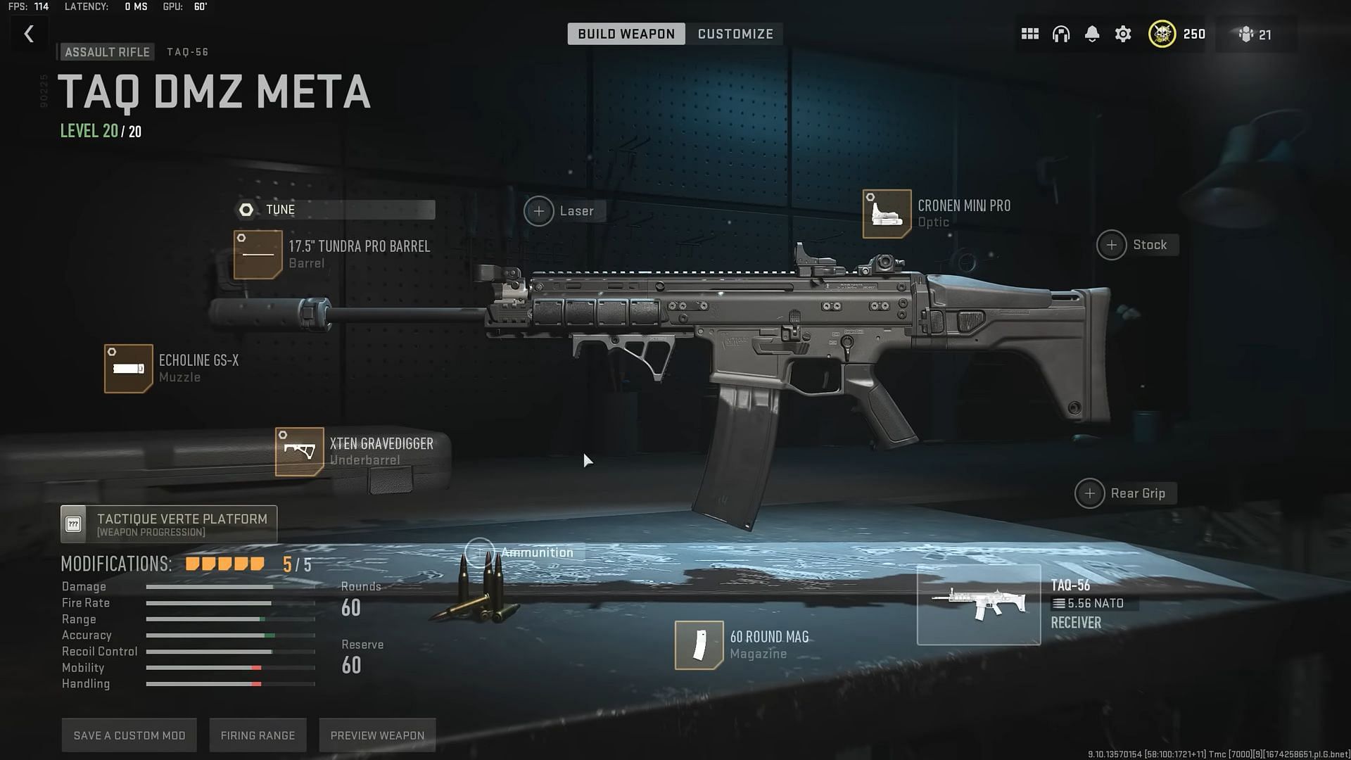 TAQ-56 loadout for Warzone 2 DMZ (Image via Activision and YouTube/Stodeh)