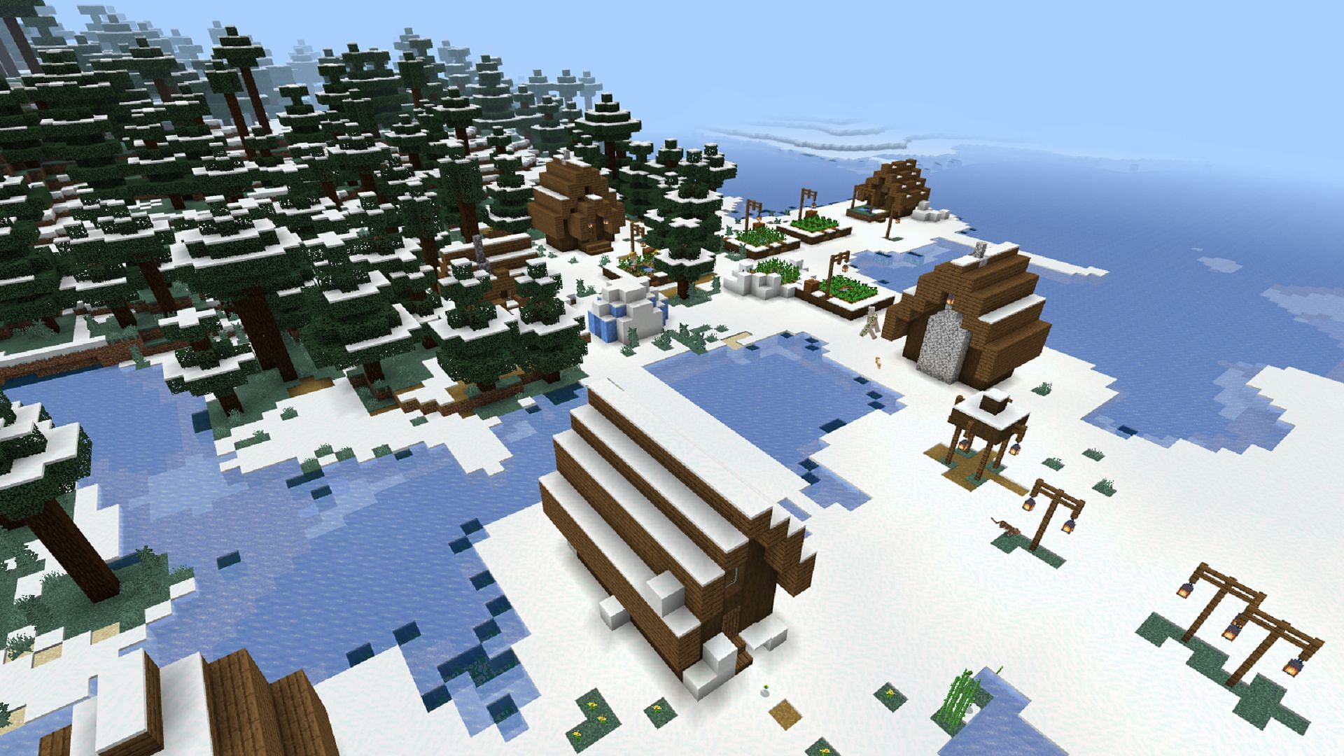 A winter wonderland awaits players who load this seed into Bedrock (Image via Mojang)