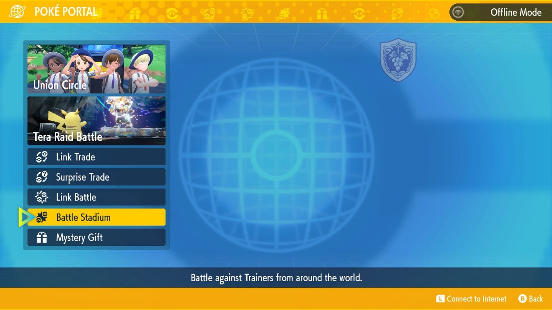 Select &#039;Battle Stadium&#039; (Image via Game Freak)