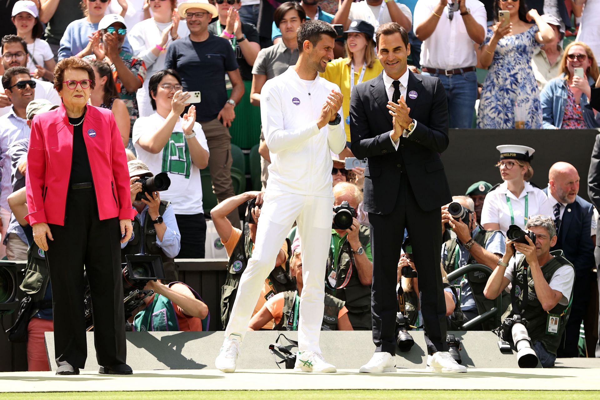 Novak Djokovic and Roger Federer at Wimbledon 2022