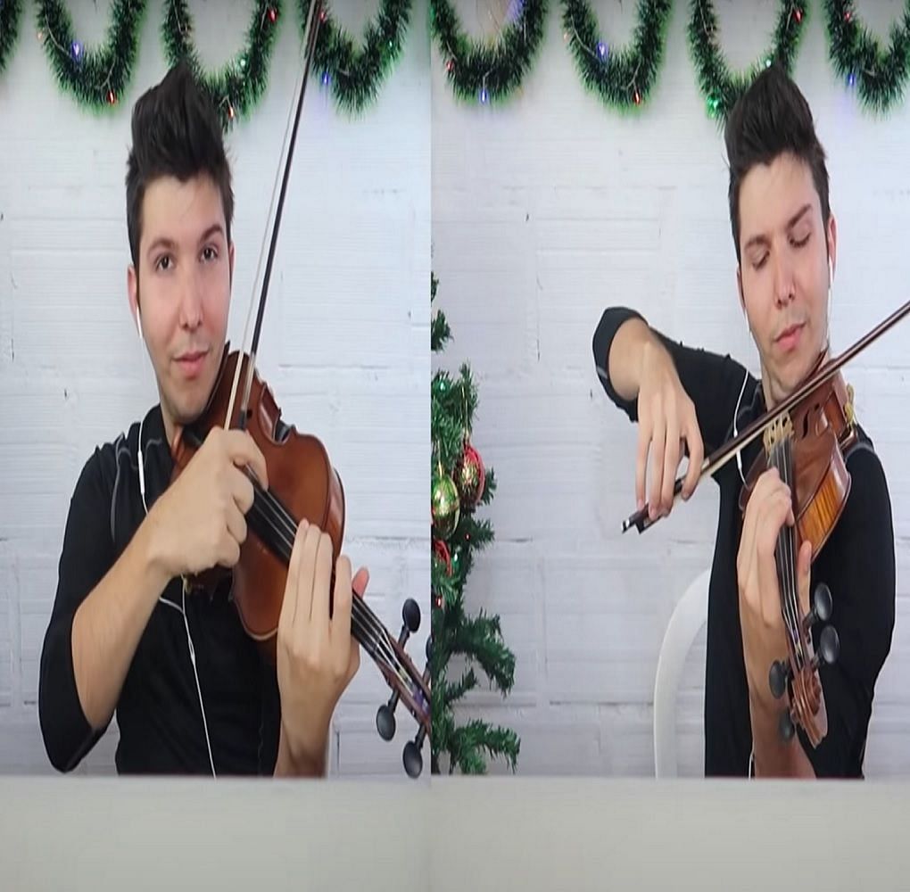 Nikocado Avocado&#039;s old picture where he is seen playing violin (Image via snip from YouTube)