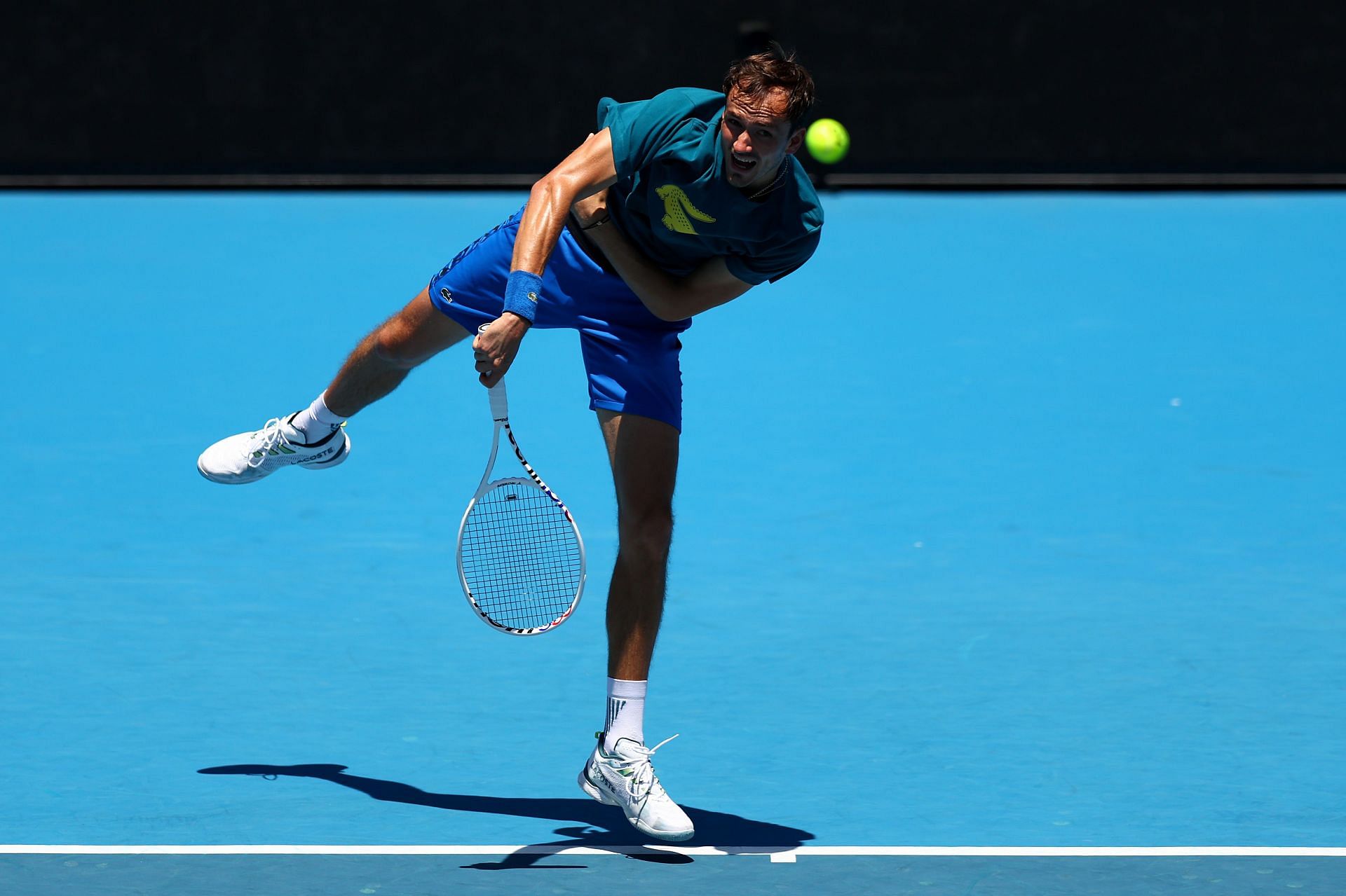 Medvedev practising ahead of the Australian Open