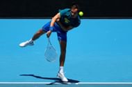 Medvedev practising ahead of the Australian Open