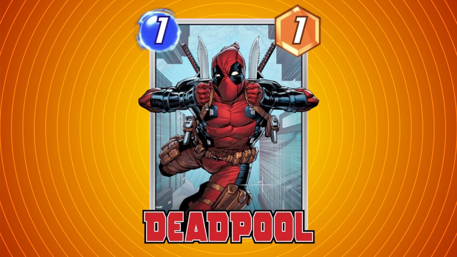 Deadpool, as depicted by the in-game card art (Image via marvelsnap.io)