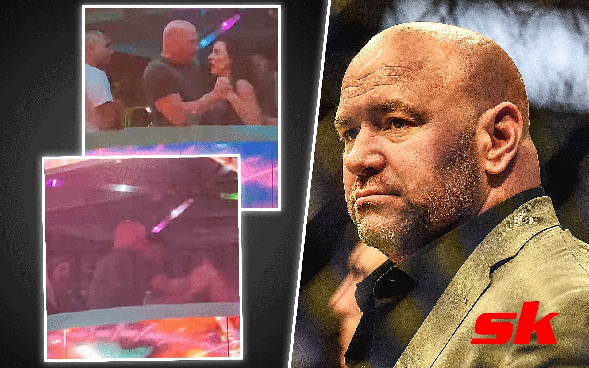 Dana White slapping his wife (Left), Dana White (Right) [Image courtesy: Getty, @TMZ Sports on YouTube]